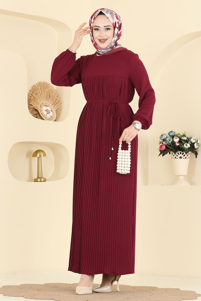 Pilise Detaylı Aerobin Elbise 2465MSZ1172 Bordo