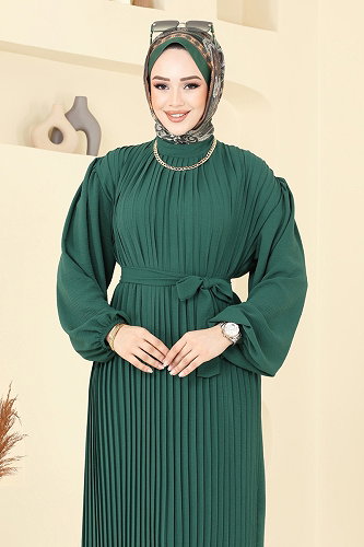 moda selvim Piliseli Aerobin Elbise 3091HBS856 Zümrüt - Thumbnail