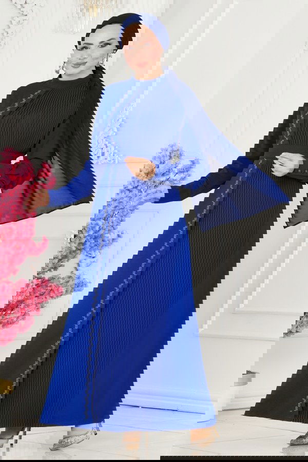 Modaselvim SEPETTE NET %20+%20 İNDİRİM Piliseli Dabıl Elbise 5187AL357 Saks