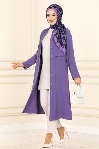 moda selvim Piliseli Mevsimlik Kap PL8069 Lila - Thumbnail