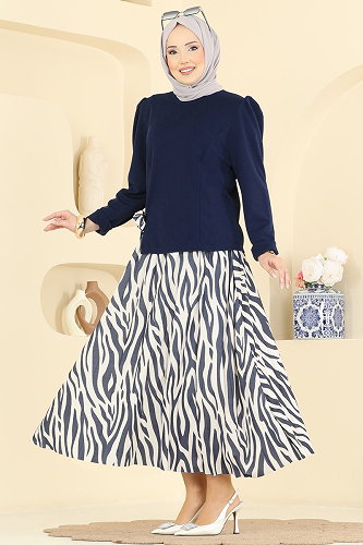 moda selvim Piliseli Zebra Desenli Takım 5645ZNNK1102 Laci - Thumbnail