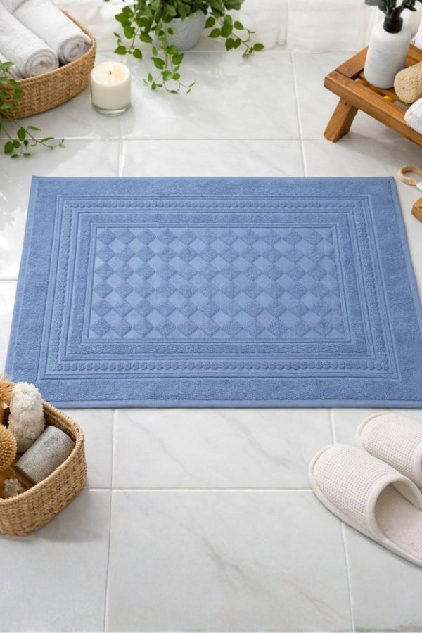 Modaselvim EV YAŞAM Piramit Desen Ayak Havlusu 8526BLH1197 İndigo