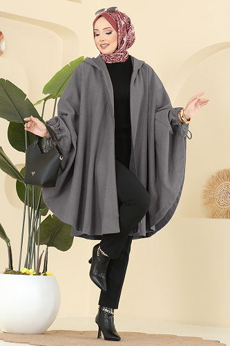 moda selvim Poncho 0505ERK1158 Anthracite - Thumbnail