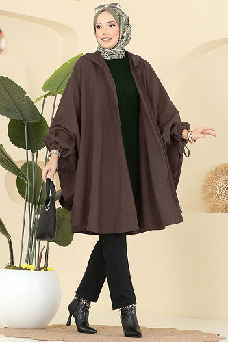 moda selvim Poncho 0505ERK1158 Brown - Thumbnail