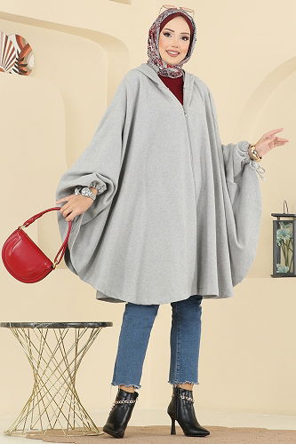moda selvim Poncho 0505ERK1158 Gray - Thumbnail