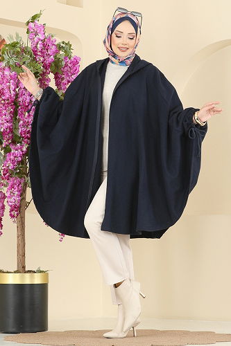 moda selvim Poncho 0505ERK1158 Navy Blue - Thumbnail