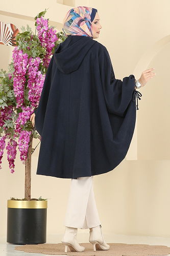 moda selvim Poncho 0505ERK1158 Navy Blue - Thumbnail