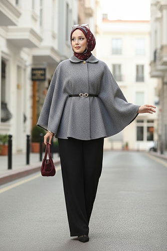 moda selvim Poncho 21190MPR1163 Anthracite - Thumbnail