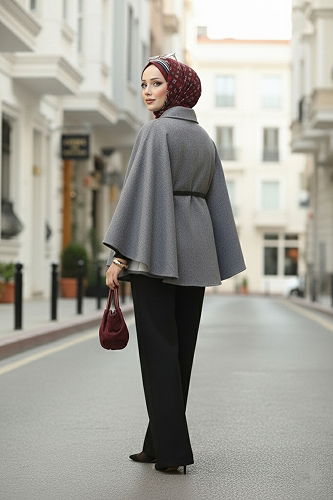 moda selvim Poncho 21190MPR1163 Anthracite - Thumbnail