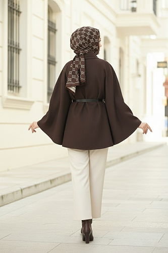 moda selvim Poncho 21190MPR1163 Brown - Thumbnail