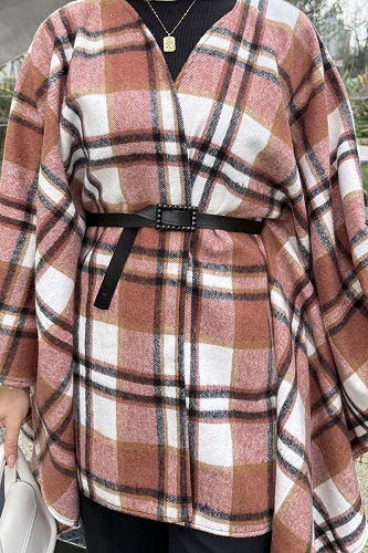 moda selvim Poncho 4701ALGK1170 Rose Dried - Thumbnail