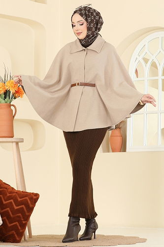 moda selvim Poncho 5035ERK1158 Beige - Thumbnail