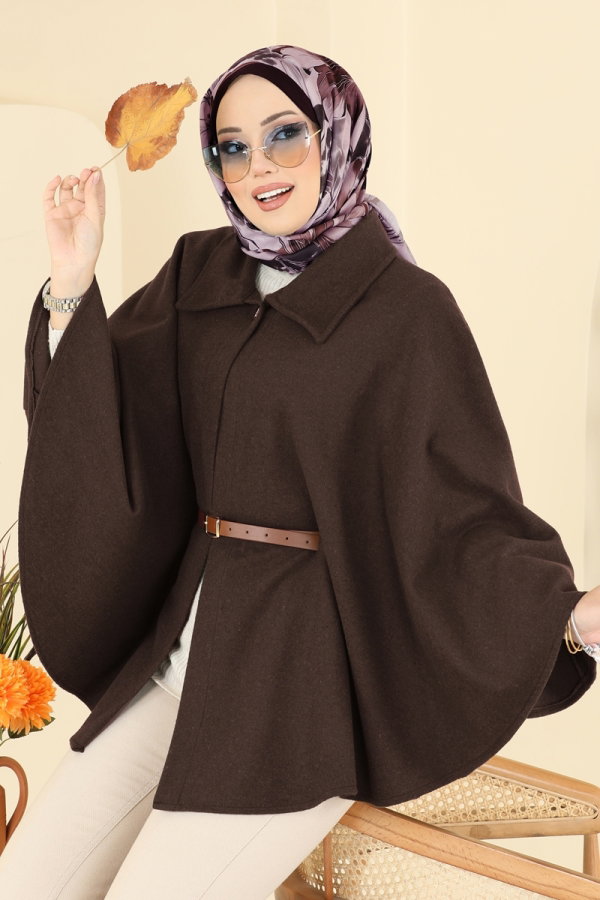 Poncho 5035ERK1158 Brown - Moda Selvim