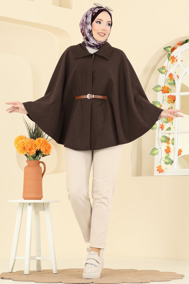Poncho 5035ERK1158 Brown - Moda Selvim
