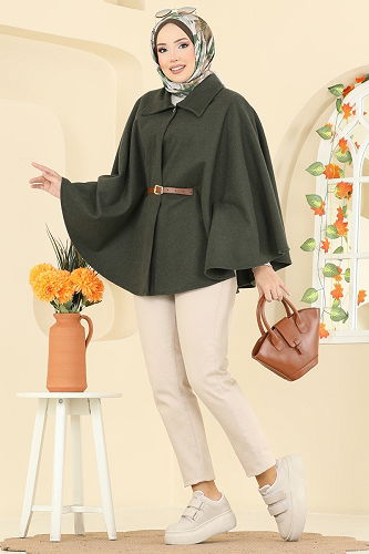 moda selvim Poncho 5035ERK1158 Khaki - Thumbnail