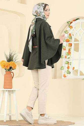 moda selvim Poncho 5035ERK1158 Khaki - Thumbnail