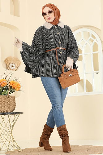 moda selvim Poncho 5333NFC1010 Brown - Thumbnail
