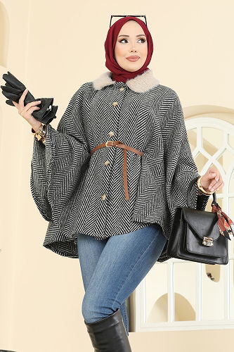 moda selvim Poncho 5333NFC1010 Gray - Thumbnail