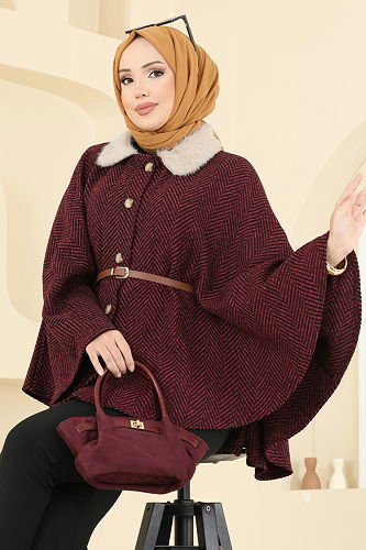 moda selvim Poncho 5333NFC1010 Red - Thumbnail