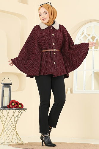 moda selvim Poncho 5333NFC1010 Red - Thumbnail