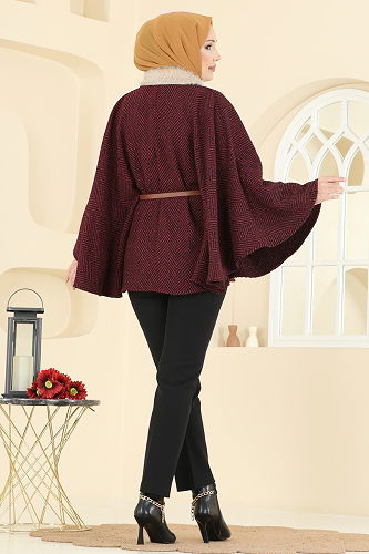 moda selvim Poncho 5333NFC1010 Red - Thumbnail