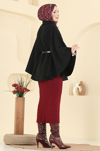 moda selvim كاب أسود 6070TEG847 - Thumbnail