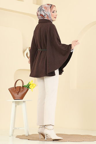 moda selvim Poncho 6070TEG847 Brown - Thumbnail
