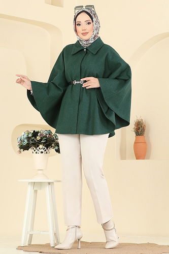 moda selvim Poncho 6070TEG847 Emerald - Thumbnail