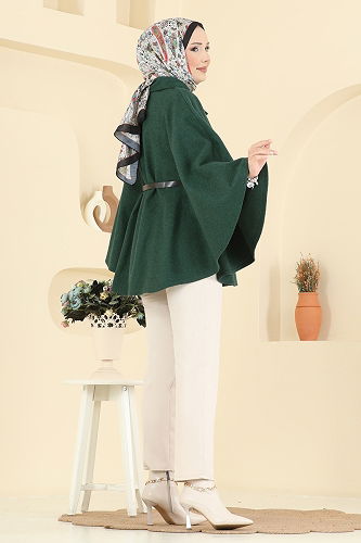 moda selvim Poncho 6070TEG847 Emerald - Thumbnail