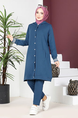 moda selvim مجموعة الطباعة الثلاثية المفصلة NZR7194 النيلي - Thumbnail