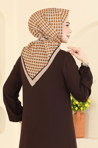 moda selvim Prizma Desen Soft Eşarp 510ERB1087 Bej - Thumbnail