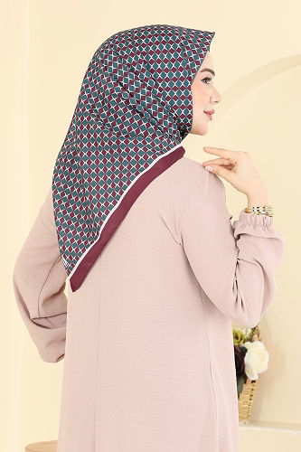 moda selvim Prizma Desen Soft Eşarp 510ERB1087 Bordo - Thumbnail