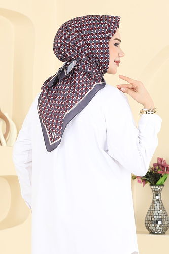 moda selvim Prizma Desen Soft Eşarp 510ERB1087 Füme - Thumbnail