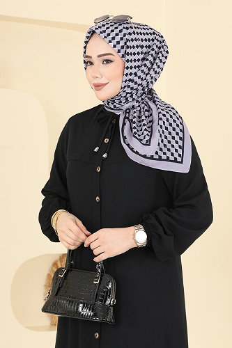 moda selvim Prizma Desen Soft Eşarp 510ERB1087 Gri - Thumbnail