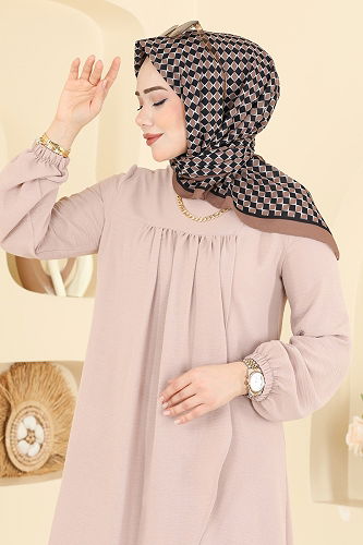 moda selvim Prizma Desen Soft Eşarp 510ERB1087 Kahve - Thumbnail