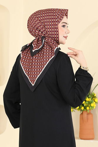 moda selvim Prizma Desen Soft Eşarp 510ERB1087 Siyah&Kahve - Thumbnail