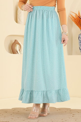 moda selvim Puantiye Desen Jesika Etek 129NZRK1200 Mint - Thumbnail