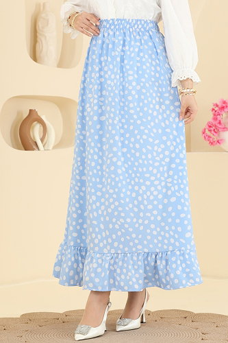 moda selvim Puantiye Desen Jesika Etek 135NZRK1200 Bebe Mavisi - Thumbnail