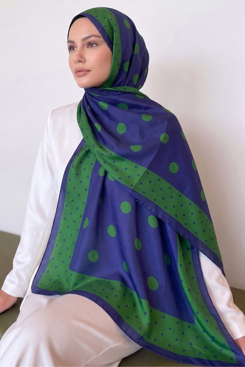 Puantiye Desen Soft Şal 302AFV475 Saks