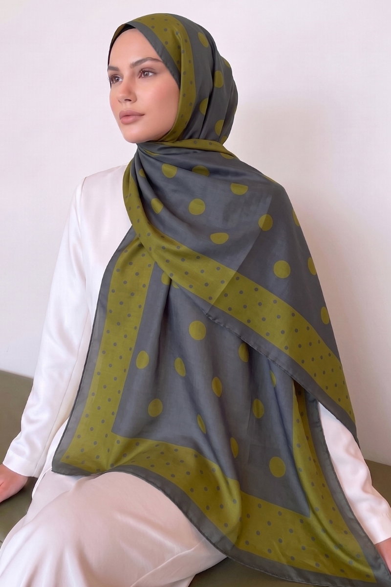 Puantiye Desen Soft Şal 302AFV475 Yağ Yeşili