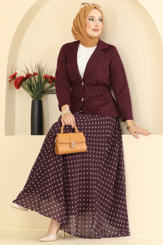 S.L.K. - Puantiyeli 2 li Ceketli Takım 2917SLK540 Bordo