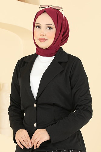 moda selvim Puantiyeli 2 li Ceketli Takım 2917SLK540 Siyah - Thumbnail