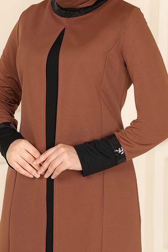 moda selvim Pul Detay İkili Takım 2550ASMK1074 Taba&Siyah - Thumbnail