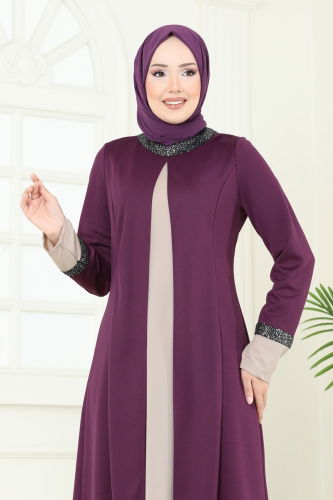 moda selvim Pul Detay İkili Takım 2550ASMK1074 Vizyon&Mürdüm - Thumbnail