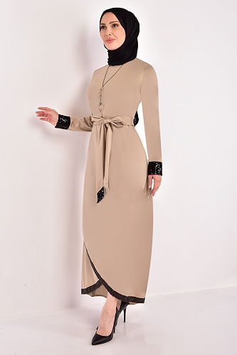 moda selvim Pul Detaylı Abiye ASM2601-M Vizyon - Thumbnail