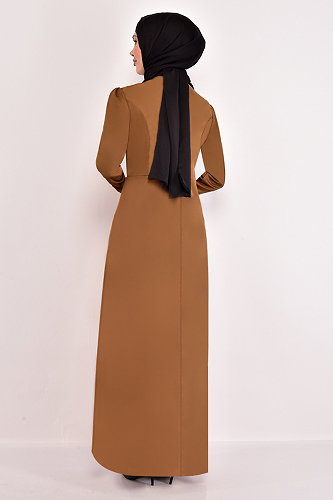 moda selvim Pul Detaylı Elbise ASM2545-M Camel - Thumbnail