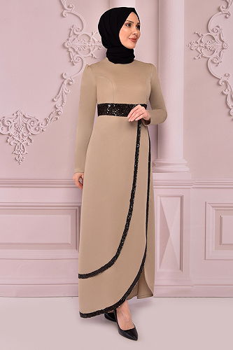 moda selvim Pul Detaylı Elbise ASM2545-M Vizyon - Thumbnail