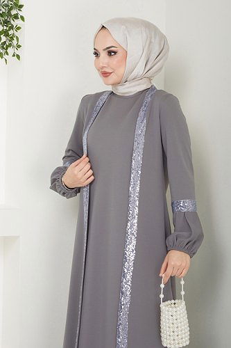 moda selvim Pul Detaylı İkili Takım ASM2600 Gri - Thumbnail