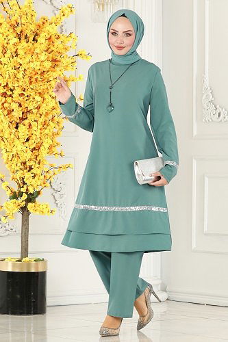 moda selvim Pul Detaylı İkili Takım ASM2680 Mint - Thumbnail