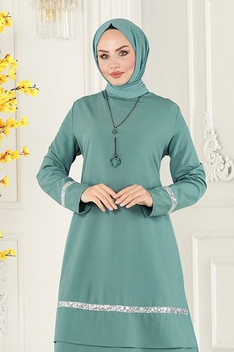 moda selvim Pul Detaylı İkili Takım ASM2680 Mint - Thumbnail